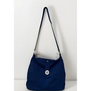 Baggallini Helsinki Large Shoulder Hobo Tote Travel Organizer Bag Blue Silver